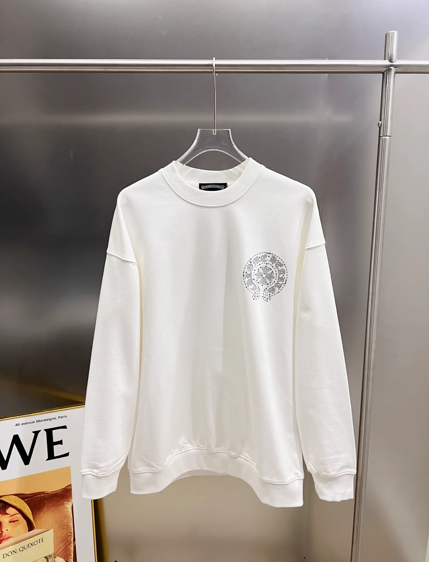 🅿️260 CH Crow 2025 autumn and winter new round neck long-sleeved sweatshirt, cross foam technology + Middle Eastern Australian diamond design technology, the real thing is great🔥Same style for men and women, loose version, size S M L XL XXL five sizes black white